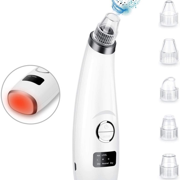 Other - Blackhead Remover Pore Vacuum USB Rechargeable with 5 Suction Probes (White)